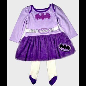 NWT Batgirl Costume Toddler 2T Purple Tutu Dress & Tights Baby girl 24 months